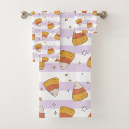Conjunto De Toalhas Doce Milho de Candy e Estrelas Padrão de Halloween