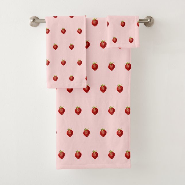 Conjunto De Toalhas Doce Morango Rosa Suave Feminino  (Insitu)