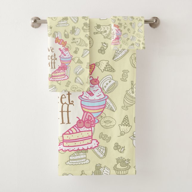 Conjunto De Toalhas Doces Bakery e Bebidas Verdes (Insitu)