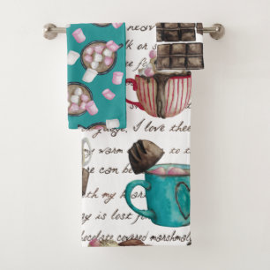 Conjunto De Toalhas Doces doces de chocolate quente e rolagem no inver