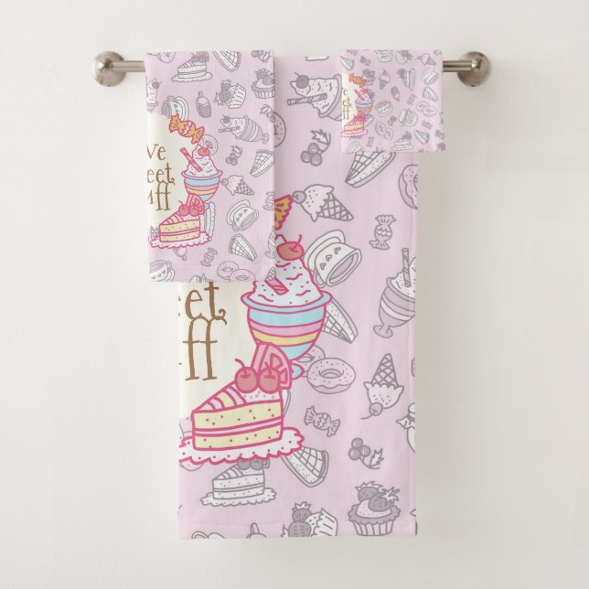 Conjunto De Toalhas Doces e Bebidas Rosa (Insitu)