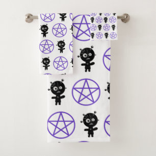 Conjunto De Toalhas Doll Voodoo e Pentagrama gótica
