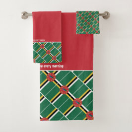 Conjunto De Toalhas DOMINICA FLAG Personalizada Scripting RED