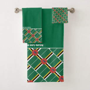 Conjunto De Toalhas DOMINICA FLAG Personalizado Escritura VERDE