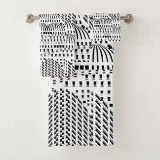 CONJUNTO DE TOALHAS DOMÍNIOS BRANCOS E NEGROS LUXURIOSOS