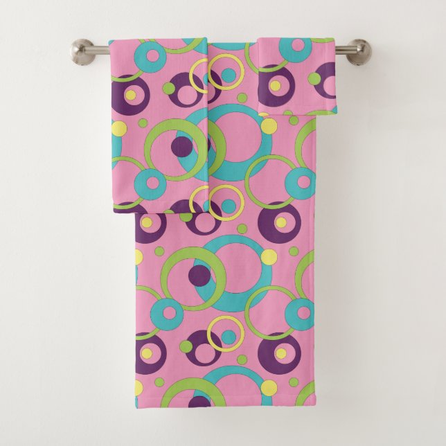Conjunto de toalhas dos círculos rosa Funk (Insitu)