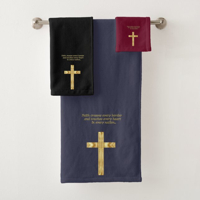 Conjunto De Toalhas Dourada Faith Cristã cruza com palavras engraçadas (Insitu)