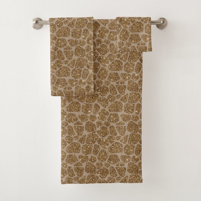 Conjunto De Toalhas Dourada Glitter Giraffe Impressão (Insitu)