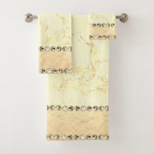 Conjunto De Toalhas Dourada Marble Diamond Bling
