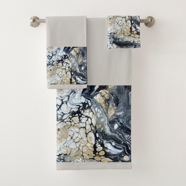 Conjunto de toalhas Douradas e brancas de borda br (Insitu)