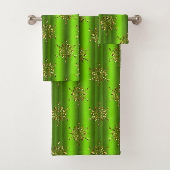 Conjunto De Toalhas Douradas estrelas no Natal Verde (Insitu)