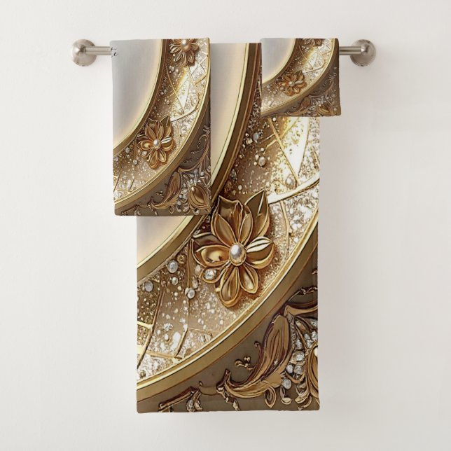 Conjunto de Toalhas Douradas Ornamentadas (Insitu)