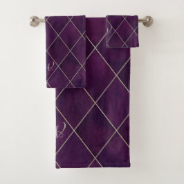 Conjunto De Toalhas Dourado bege roxo elegante e luxuoso Argyle