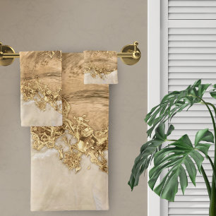Conjunto De Toalhas Dourado e pérola - Splatter e fluxo