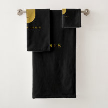 Dourado e preto Monograma moderno minimalista