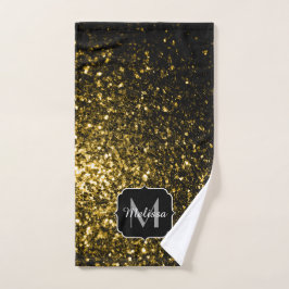 Conjunto De Toalhas Dourado escuro amarelo falso brilho faísca Monogra