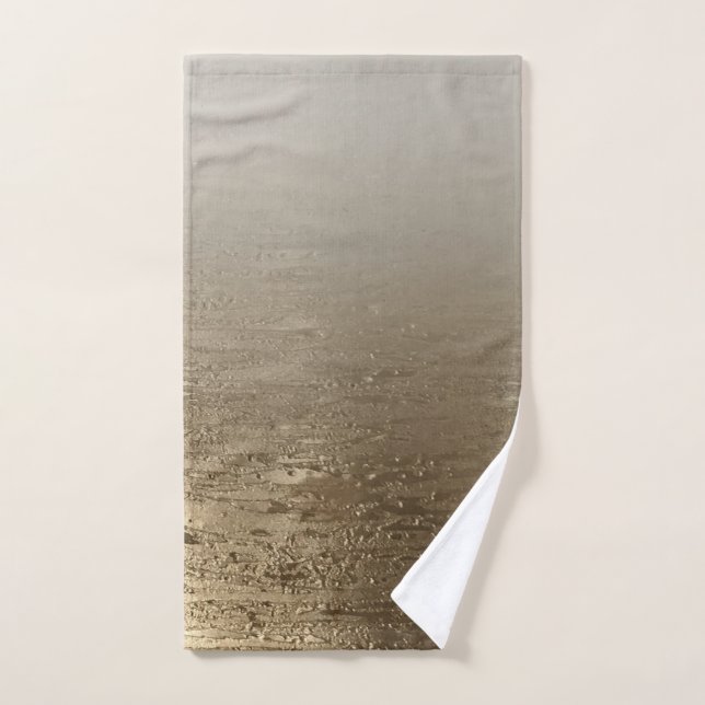 Conjunto De Toalhas Dourado Glamour Pincel Dourado Elegância Moderna (Toalha de mão)