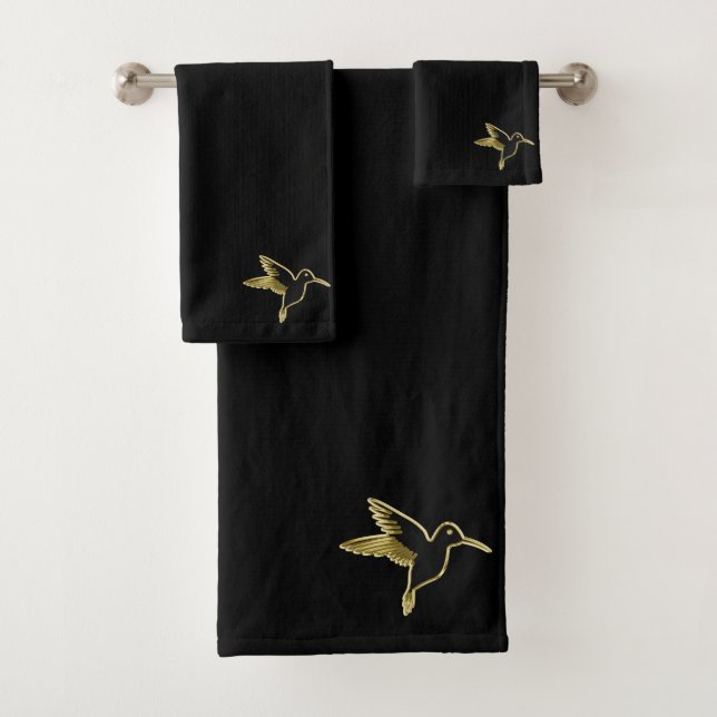 Conjunto De Toalhas Dourado Hummingbird com asas estendidas (bl) (Insitu)