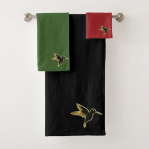 Conjunto De Toalhas Dourado Hummingbird com asas esticadas (mistura)