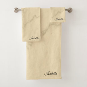 Conjunto De Toalhas Dourado Mármaco Láteo de Champanhe de Luxo Persona