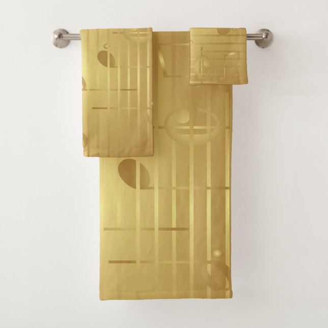 Conjunto De Toalhas Dourado Music Bath Towers - Music Notes Decor (Insitu)