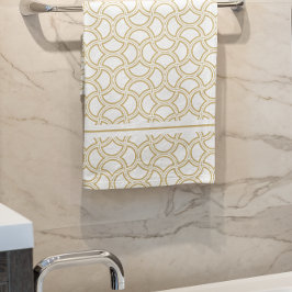 Conjunto De Toalhas Dourado padrão de arte deco em branco