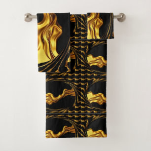 Conjunto De Toalhas Dourado Preto Monocromático Christian Achempong Op