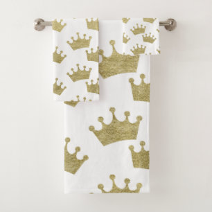 Conjunto De Toalhas Dourado Royal Crowns Fairytale Prince Storybook