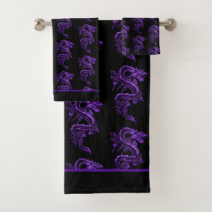 Conjunto De Toalhas Dragão Asiático Roxo