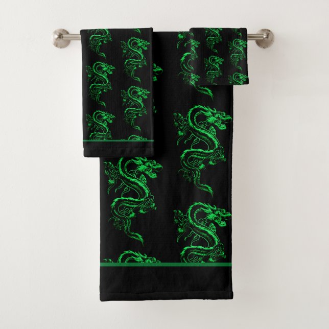 Conjunto De Toalhas Dragão Asiático Verde (Insitu)