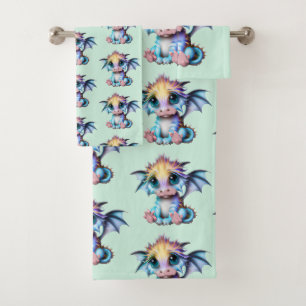 Conjunto De Toalhas Dragão-bebê Kawaii, bonito e adorável