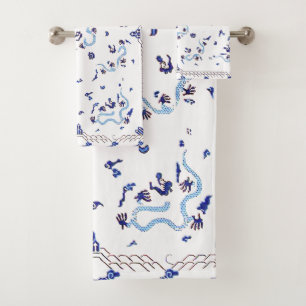 Conjunto De Toalhas Dragão Branco e Azul