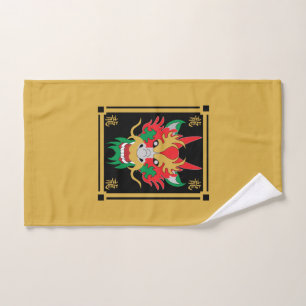 Conjunto De Toalhas Dragão Chinês mascara arte asiática