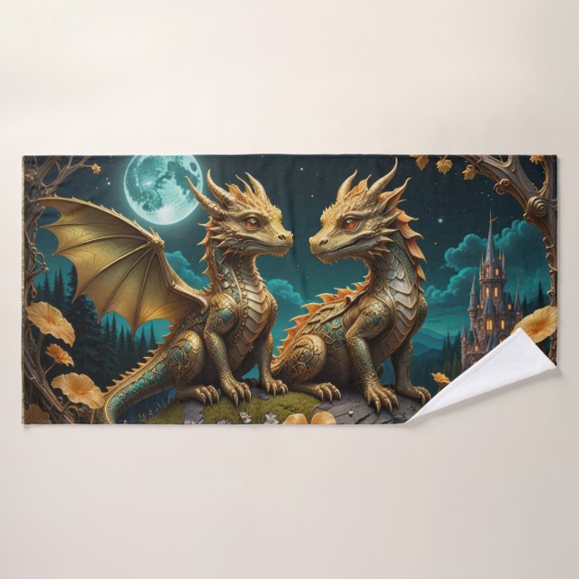 Conjunto De Toalhas Dragões ao luar (Toalha de Banho)
