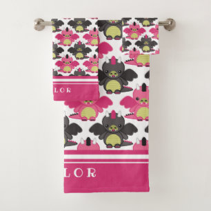 Conjunto De Toalhas Dragões do bebê - cor-de-rosa & teste padrão pr
