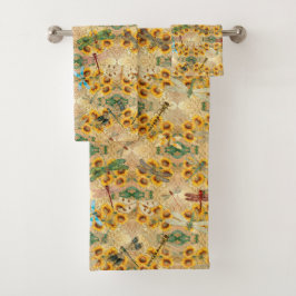 Conjunto De Toalhas Dragões multicolores de girassol amarelo-retrorad