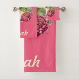 Conjunto De Toalhas Dragonfly Floral Elegante com Nome Personalizado