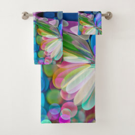 Conjunto De Toalhas Dragonfly Garden Abstrato Floral