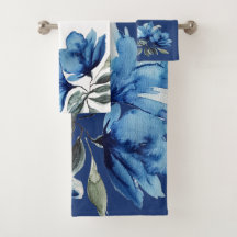 Drama Floral Azul Artístico Aquarela Pintada à Mão