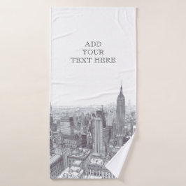 Conjunto De Toalhas Drawing of New York City Landscape Custom