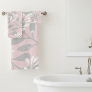 Conjunto De Toalhas Dreamical Botanical: Canvas rosa com folhas de Cin