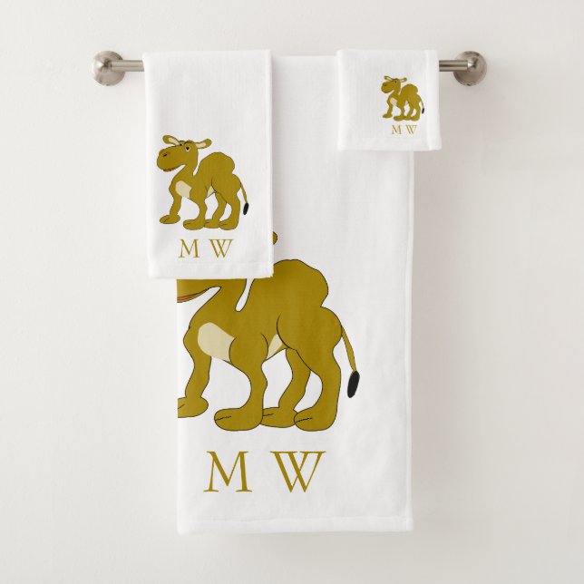 Conjunto De Toalhas Dromedary Camel Design Monogrammed (Insitu)