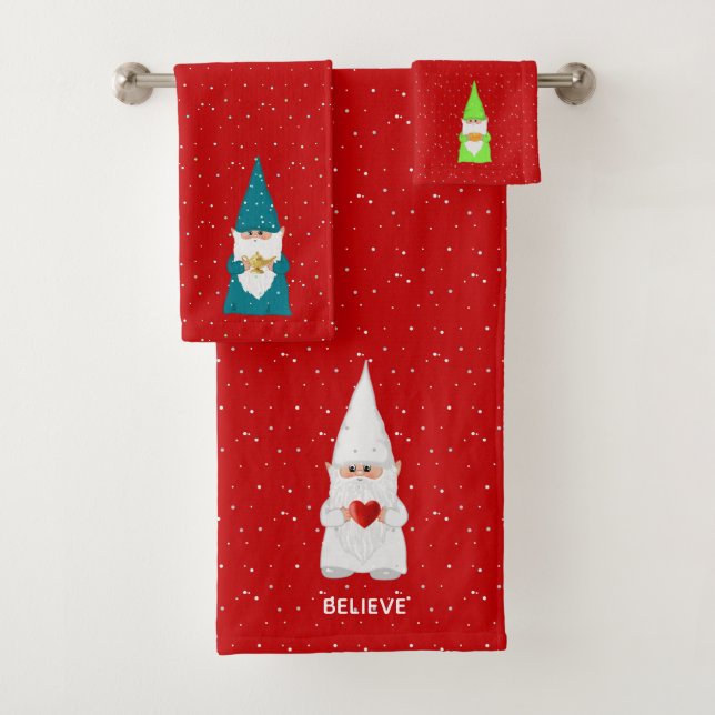 Conjunto De Toalhas Duende de Natal com Coração no Vermelho (Insitu)