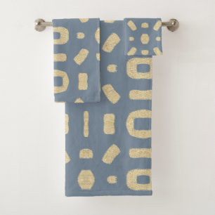 Conjunto De Toalhas Dusty Blue Like African Kuba Kente Mud Clods