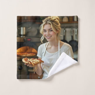 Conjunto De Toalhas Eating Pizza Photo Personalize Customize