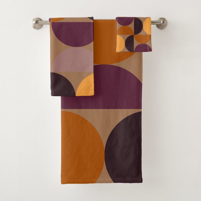 Conjunto De Toalhas Eclipse de Vinho Queimado Moderno do Século médio (Insitu)