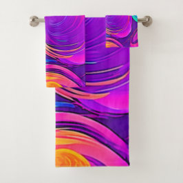 Conjunto De Toalhas Eetal Neon: Sonhos Abstrato