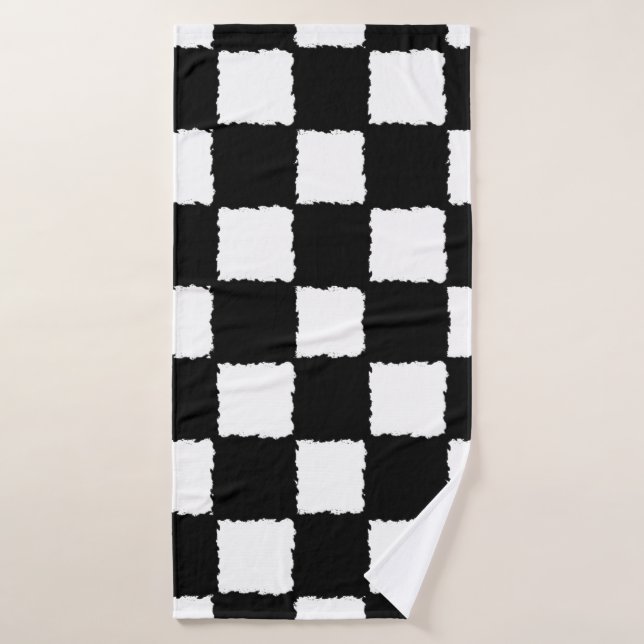Conjunto De Toalhas Efeito Checkered preto e branco do Splatter (Toalha de Banho)