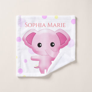 Conjunto De Toalhas Elefante De Bebê Rosa Bonito