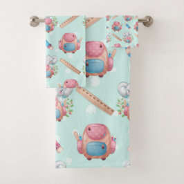 Conjunto De Toalhas Elefante de Volta às Aulas Estampado